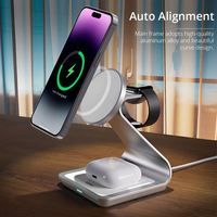 Support de chargeur sans fil magnétique 3-en-1 JEDI, station de charge rapide 15W pour téléphone, montre et écouteurs