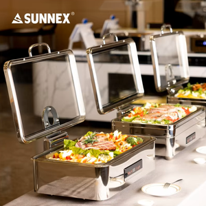 SUNNEX Best Sale Electric Chafing Dish 1/1 Size Waterless Chafer Dry Heat Chafing Dish <b>Buffet</b> Set No Water Patented <b>Food</b> <b>Warmer</b> - Product Image 1