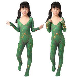 Costume de Cosplay Mera pour enfants filles, combinaison verte intégrale pour spectacle sur scène, 8-13 ans, matériau en Polyester - Product Image 1