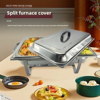 Chauffe-Plat Commercial en Acier Inoxydable, Réchaud Pliant 9L pour Buffet, Hôtel, Restaurant, Traiteur, Plat de Service Chaud
