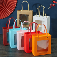 Boîte à tiroirs en papier kraft rétro créative, boîte cadeau vide portable avec fenêtre transparente