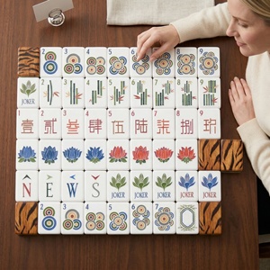 NatuGift Nouveau Set de Mahjong Luxe Léger 4 Couches Anti-Décoloration - Tuiles Acryliques Décoratives Rayées Tigre 160 Pièces Incluant 10 Tuiles <span class=keywords><strong>Joker</strong></span> 6 - Product Image 3