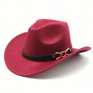 Sombrero Vaquero Occidental de Moda para Hombre y Mujer, con Cadena y Hebilla Metálica, para Otoño e Invierno - Product Image 6