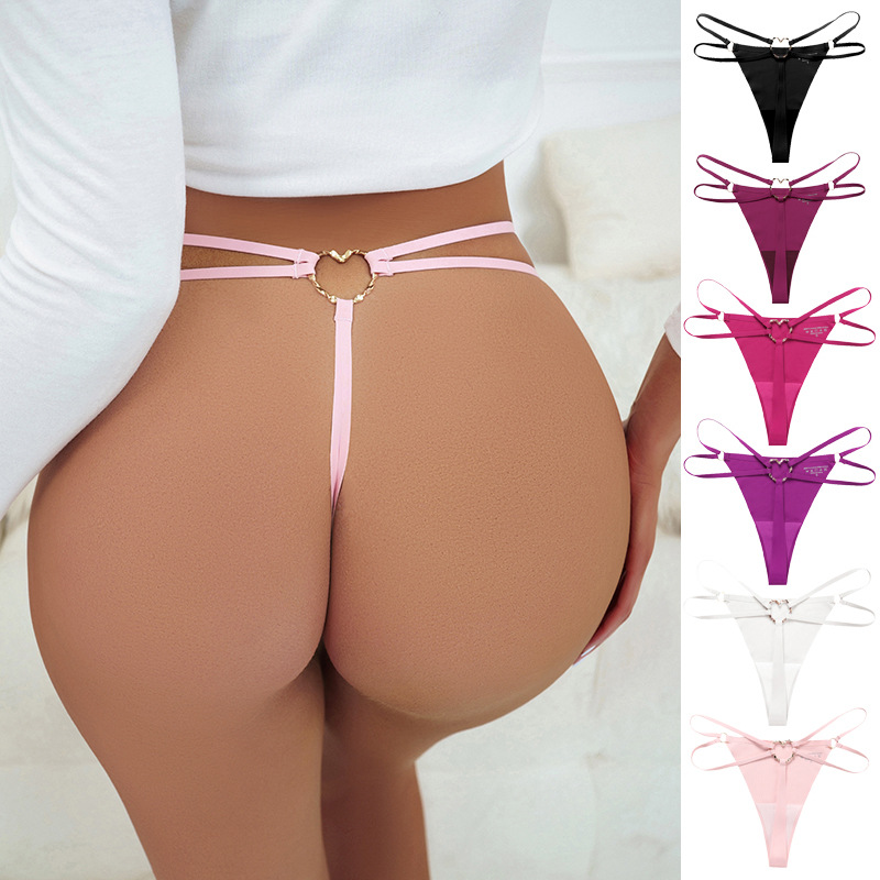 Nuevas correas dobles hebillas decoracion logotipo personalizado ropa interior Sexy No Show sin costuras tangas fascinantes T String Lenceria para mujer