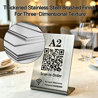 Letrero de Reserva para Mesa de Restaurante de Doble Cara en Forma de V de Acero Inoxidable Multicolor Personalizado de Alta Gama con Código QR