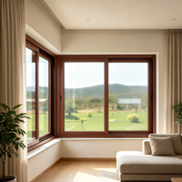 Fenêtre coulissante en aluminium à double vitrage avec moustiquaire fine pour villa périurbaine calme, fournie par le fabricant HUACAI