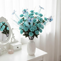 Fleurs artisanales en soie, papillons artificiels, herbe de roseau, décoration forestière, aménagement paysager, plantes artificielles injectées