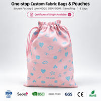 Pochette en coton réutilisable avec cordon de serrage, motif cœur, étoile et nuage, idéale pour les cadeaux de fête et le rangement quotidien