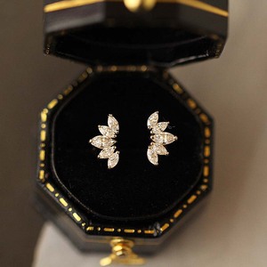 CANNER S925 Silver Flower Horse's Eye Zircon Ear <b>Studs</b> Small Marquise Stones <b>Stud</b> Earrings 18K Gold for Women - Product Image 3