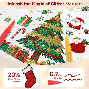 24 Farbe 0,7mm Fine Tip <span class=keywords><strong>Glitter</strong></span> Marker Permanenter <span class=keywords><strong>Glitter</strong></span> Paint <span class=keywords><strong>Pen</strong></span> für Weihnachts karten Färbung Acryl-Tinten marker auf Wasserbasis - Product Image 6