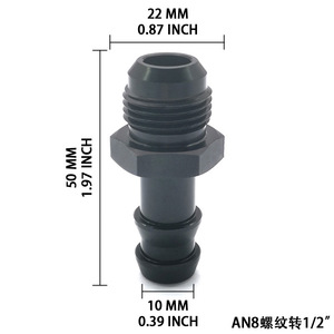 Conector de línea de combustible AN6 a 38 AN8 a 12, accesorio de manguera automotriz de aleación de aluminio negro para regulador de presión de combustible - Product Image 4