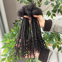 Rambut Kepang Inter Curly Locs 100% Asli Manusia, Ukuran 10-12 Inch, 0.4cm, Lembut, Alami, Pelindung, Ekstensi Dreadlock, Pengiriman Cepat