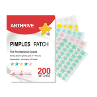 Anthrive 200 Patchs Hydrocolloïdes Étoiles Colorées pour l'Acné – Couvre les Imperfections du Visage