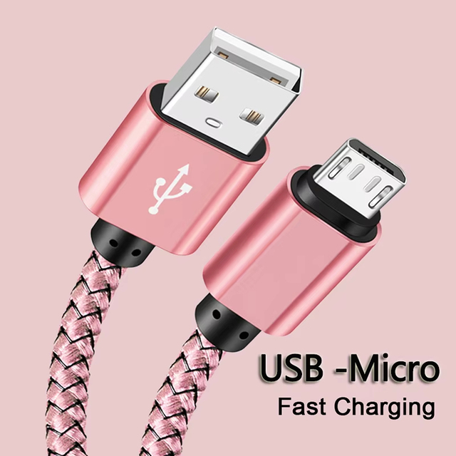Micro USB Cable 2A Fast Charging Data Sync 1M 2M 3M Nylon Braided Charger Cord for Samsung Huawei HTC Android Micro Devices