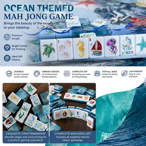 Fichas de Mahjong Acrílicas Americanas de Alta Gama, Originales, Asequibles, de Lujo, con Diseño de <span class=keywords><strong>Sirena</strong></span> en la Misteriosa Zona Marina <span class=keywords><strong>del</strong></span> Océano Azul Tropical, 160 Piezas - Product Image 3