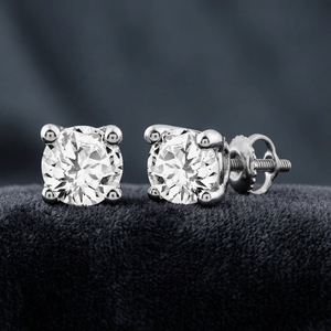 Pendientes solitarios de diamante redondo delicado de 0.20 ct, diamante cultivado en laboratorio en oro de 10K, para uso diario, el mejor regalo de joyería. - Product Image 3