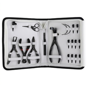 Kit d'outils pour extensions capillaires en acier inoxydable de qualité chirurgicale, 10 pièces, avec pinces à micro-perles, pinces à presser les trames, coupe-perles et outil de tirage - Product Image 1