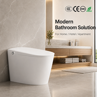 WC intelligent monobloc moderne à sortie carrée, drainage P-trap, sans limite de pression d'eau, réservoir encastré, siège chauffant, étanchéité IPX4