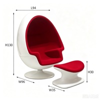 Fauteuil œuf moderne individuel en tissu et coque en fibre de verre pour salon, chambre, coin lecture, hôtel