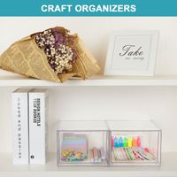 Organisateur de tiroir empilable en acrylique transparent, boîte de rangement transparente avec tiroir coulissant, organisation pour bureau et salle de bain
