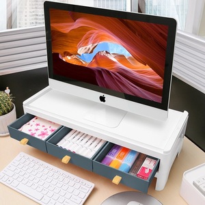Computer Monitor Riser Stand Base Bracket Office <b>Desk</b> Organizer With Drawers For Desktop Screen Laptop Storage Box - Product Image 1