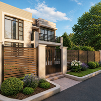 Kit de clôture extérieure moderne, résistant aux intempéries, de qualité professionnelle, brun, pour balcons et jardins latéraux, avec poteaux en alliage d'aluminium et WPC, pour l'exportation en gros