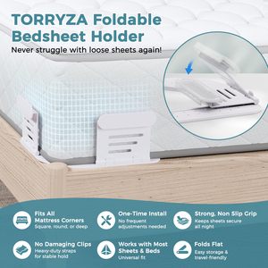 2025 Upgraded <b>Bed</b> <b>Sheet</b> Holders Fits Twin Queen King Mattress Space-Saving Foldable <b>Sheet</b> Straps <b>Bed</b> <b>Sheet</b> Holder for Corners - Product Image 2