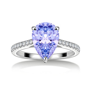 Nuovo Anello di Lusso <span class=keywords><strong>in</strong></span> Argento Sterling 925 con Zirconia Taglio Pera Viola 8*12, Anello a Goccia d'Acqua per Donna, Gioielli Raffinati all'Ingrosso - Product Image 1