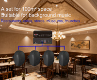 Système audio complet pour usage commercial : amplificateurs, enceintes murales, restaurants, cafés, magasins, musique d'ambiance