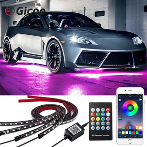 Tira de Luces LED Flexibles para el Chasis del Automóvil, RGB, con Control por Aplicación, Control Remoto, Luz de Neón, Lámpara de Ambiente para Decoración de Automóviles, 12 V - Product Image 4