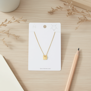 Collier en acier inoxydable avec pendentif lettre T 12x14cm, bijoux tendance - Product Image 2