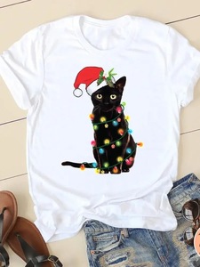 2025 venta al por mayor gran oferta de verano de alta calidad de estilo navideño Casual y de moda Street Trendsetters <span class=keywords><strong>Camiseta</strong></span> de cuello redondo para <span class=keywords><strong>mujer</strong></span> - Product Image 4
