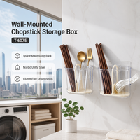 Boîte de rangement murale Lucid pour couverts, support à baguettes, conteneur de drainage en plastique de qualité alimentaire pour cuisine et maison