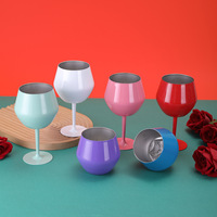 BORGE Verres à vin personnalisés de 12 oz, verres à champagne, gobelets à vin en acier inoxydable à double paroi incassables avec poignée amovible