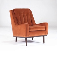 Fauteuil de salon modulaire contemporain en velours de coton orange brûlé pour chambre, appartement, hôtel, salle de sport