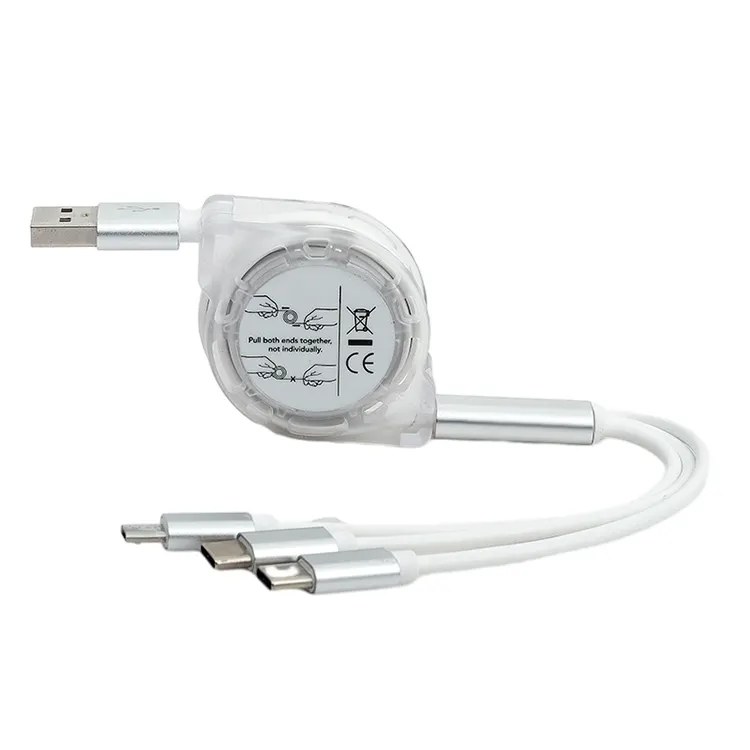 Kabel pengisi daya kustom 3 dalam 1 Logo USB Tipe C Promosi 1m kabel pengisi daya cepat untuk perusahaan