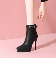 Bottines à plateforme western à talon de 10 cm pour femmes, en cuir de vache, fermeture éclair, vente en gros
