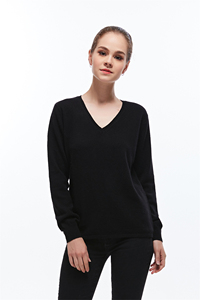 Pull en cachemire 100% pour femmes, col en V, manches longues, pull minimaliste uni, tricoté à la machine, vêtements d'hiver - Product Image 6