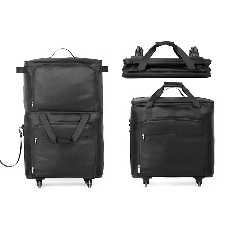 กระเป๋าเดินทางโพลีเอสเตอร์พับได้มีล้อลาก1680D ได้กระเป๋าผ้าดัฟเฟิลสำหรับผู้ชายผู้หญิงใหม่