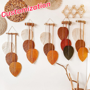 Decoraciones de pared únicas para el hogar ganchos para macetas planta macramé <span class=keywords><strong>tapiz</strong></span> foto Casa de Campo colgante macramé hoja colgante de pared - Product Image 2