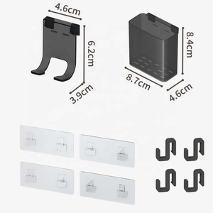 YOTO <span class=keywords><strong>Étagère</strong></span> de Douche Adhésive Noire à Double Niveau <span class=keywords><strong>en</strong></span> Forme de Triangle avec Gobelet <span class=keywords><strong>en</strong></span> <span class=keywords><strong>Plastique</strong></span>, Sans Perçage, <span class=keywords><strong>en</strong></span> Métal, pour Salle de Bain - Product Image 3