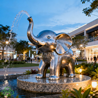 Fontaine Sculpturale Éléphant en Acier Inoxydable SENZHAO, Statue d'Animal en Métal Taille Réelle avec Fontaine d'Eau pour Décoration de Place Commerciale