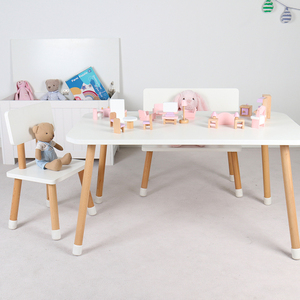 Ensemble de meubles en bois <span class=keywords><strong>blanc</strong></span> de haute qualité pour enfants, Tables de lecture et chaises pour l'apprentissage - Product Image 3