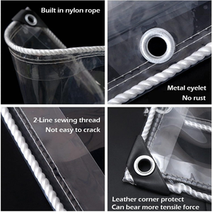 Vải chống thấm trong suốt được gia cố 0,35mm W3m X H1,8m ở các gian hàng sân vườn và ban công có dây thừng Dễ dàng tháo rời - Product Image 4