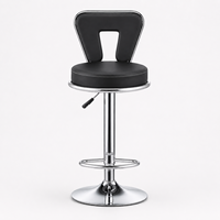 Tabouret de bar moderne en cuir PU à hauteur réglable, pivotant, avec dossier et repose-pieds, base chromée pour cuisine et bar