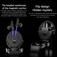 Audífonos TWS Impermeables Nuevos de Fábrica al por Mayor, Finos como 13 mm, Combinación de Reloj Inteligente y Audífonos, Diseño Plegable, Auriculares Ocultos