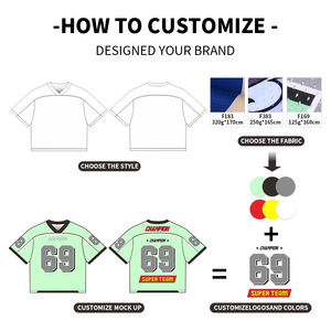 Camiseta de Fútbol Retro de Malla de Poliéster de Alta Calidad Personalizada OEM, Camiseta Holgada de Estilo Cuadrado, Camiseta Corta de Estilo Urbano, Jersey de Fútbol Americano - Product Image 4