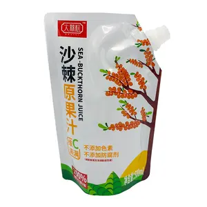 Cheap Sachet Plastique pour jus Eco Custom Printed Liquid Packaging Spout Plastic Beverage Bags Clear Straw Juice Drink Pouch