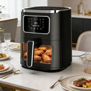 Friteuse électrique carrée en plastique 5L à commande numérique, sans huile, avec fonction de cuisson et fenêtre de visualisation, à haute efficacité énergétique - Product Image 6