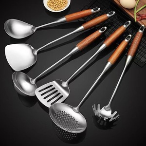 Luxury Heat Resistant Kitchen Tools and Gadgets Home Rosewood Handle High Quality Skimmer Spoon Spaghetti Server Utensils Set